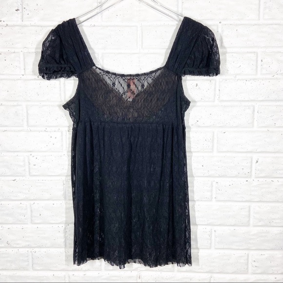FREE PEOPLE Black Lace Sheer Kami Top - Picture 4 of 5